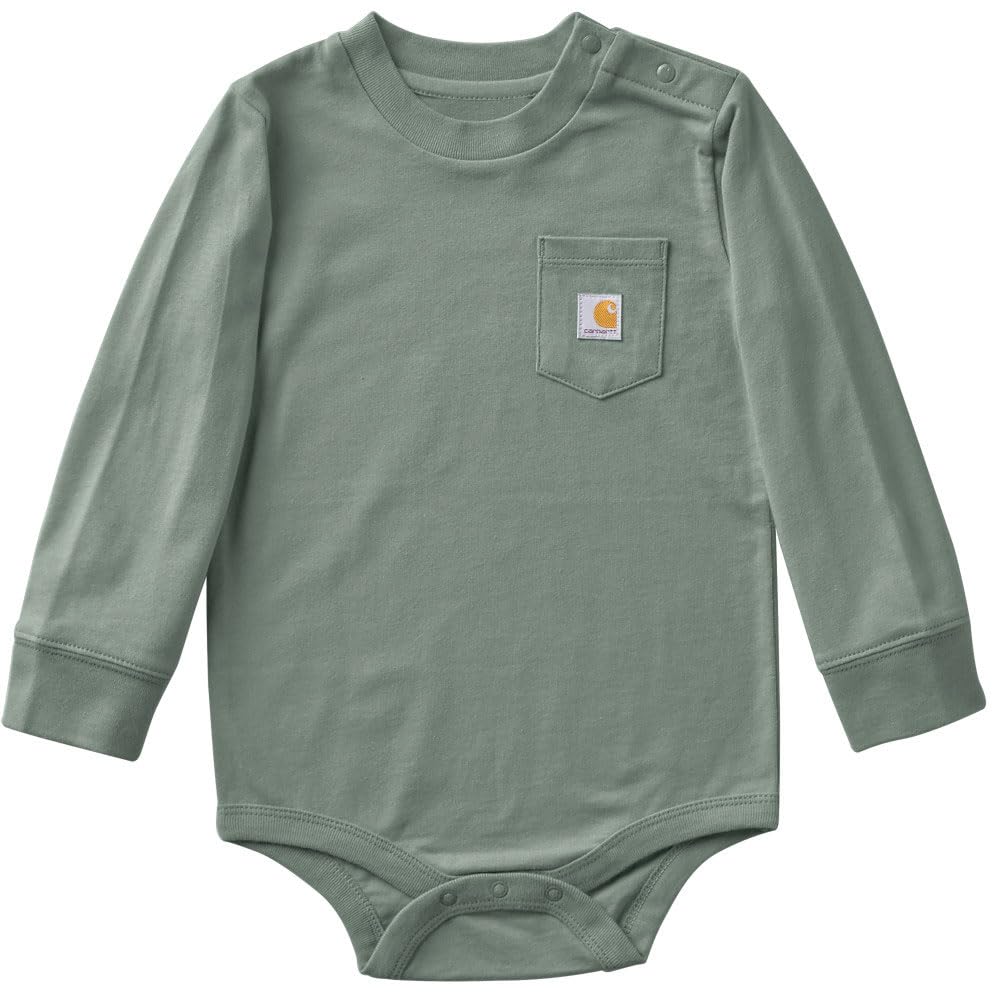 Carhartt Unisex Baby Long-Sleeve Bodysuit | 100% Cotton | Made From Breathable, 100% Cotton Jersey | Easy Changes 3 Months New Laurel Wreath