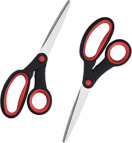Miniatura 1 de Tijeras para zurdos de 8 pulgadas, hoja afilada de acero inoxidable, mango esmerilado, tijeras zurdas gruesas ideales para manualidades, oficina,