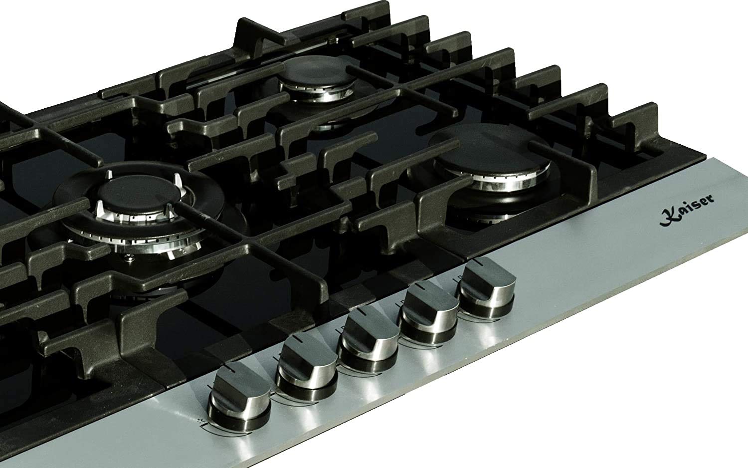 Kaiser KCG 9386 Turbo piano cottura da incasso a gas, 90 cm Gas gas/fondo nero in vetro/ceramica / 5 di alta qualità – Bruciatore Wok/ 4,5 KW/metano o gas propano