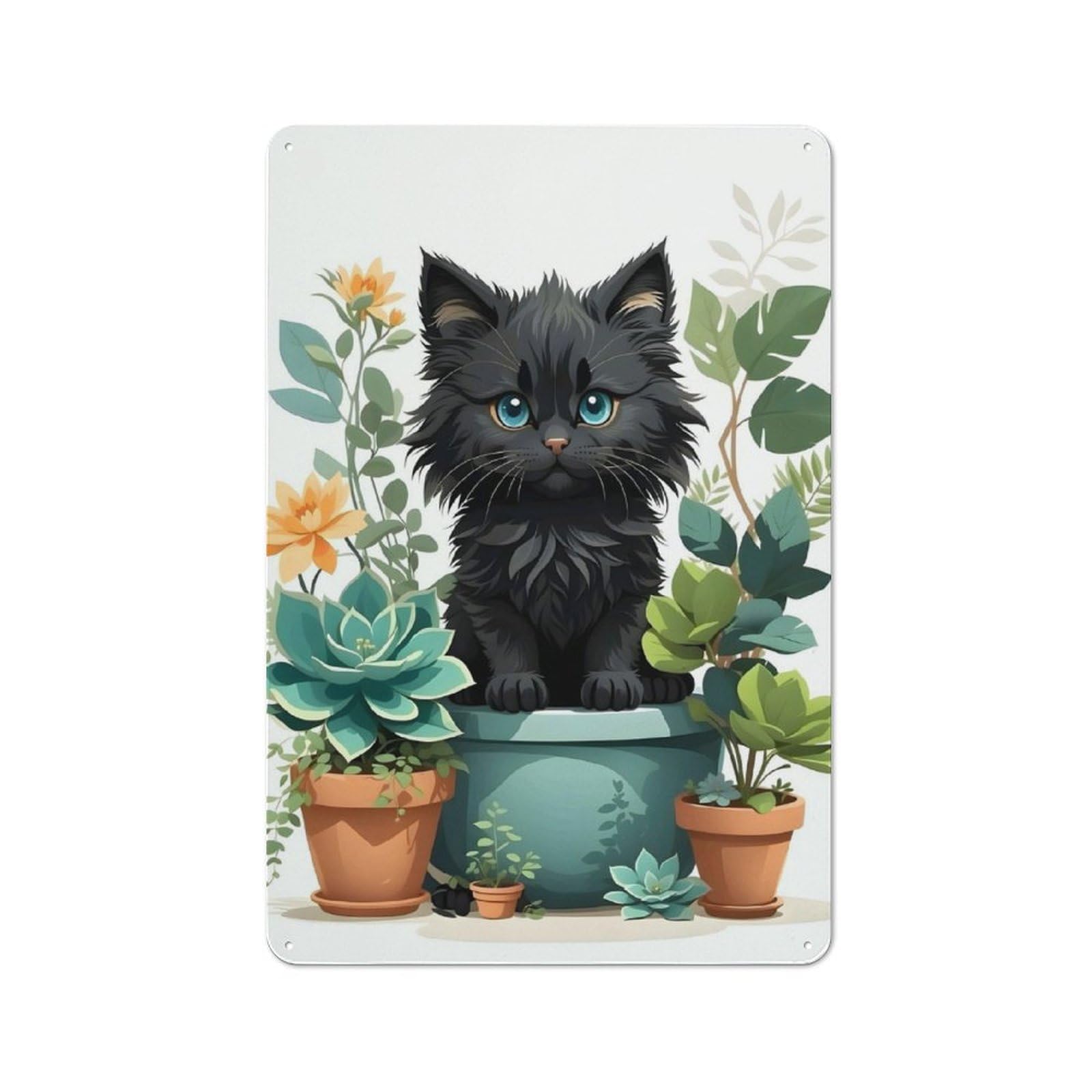 Junmoney Black Cat Illustration Shed Style Shed Metal Sign 30X20cm, Shed Wall Decor For Shed, Garden Room, Porch Or Garage