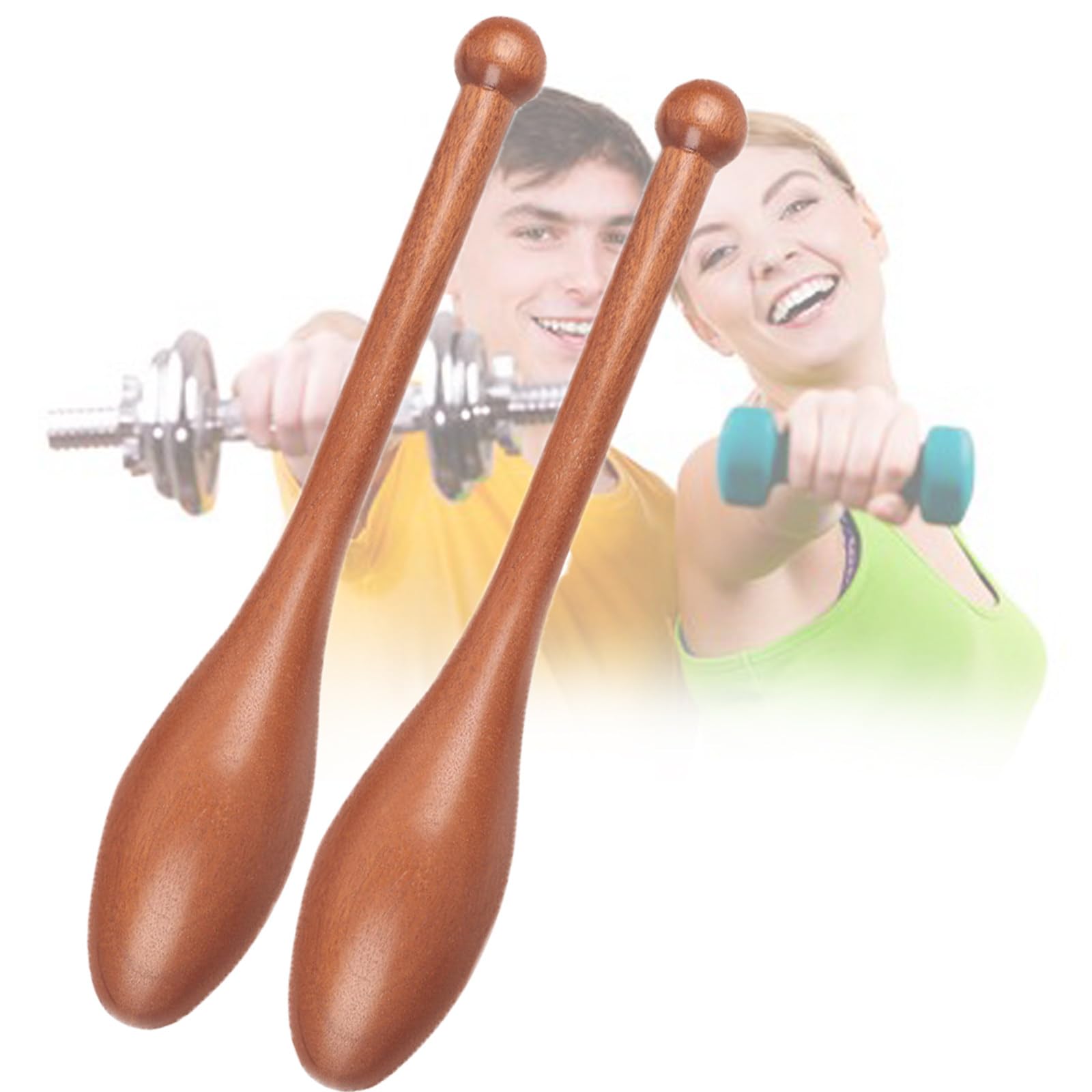Solid Wood Indian Clubs Heavy Duty Full Body Workouts,Exercise Club Wooden Indian Clubs Pair for Muscle Building/Rehabilitation, Clubbell for Gym & Home-Small