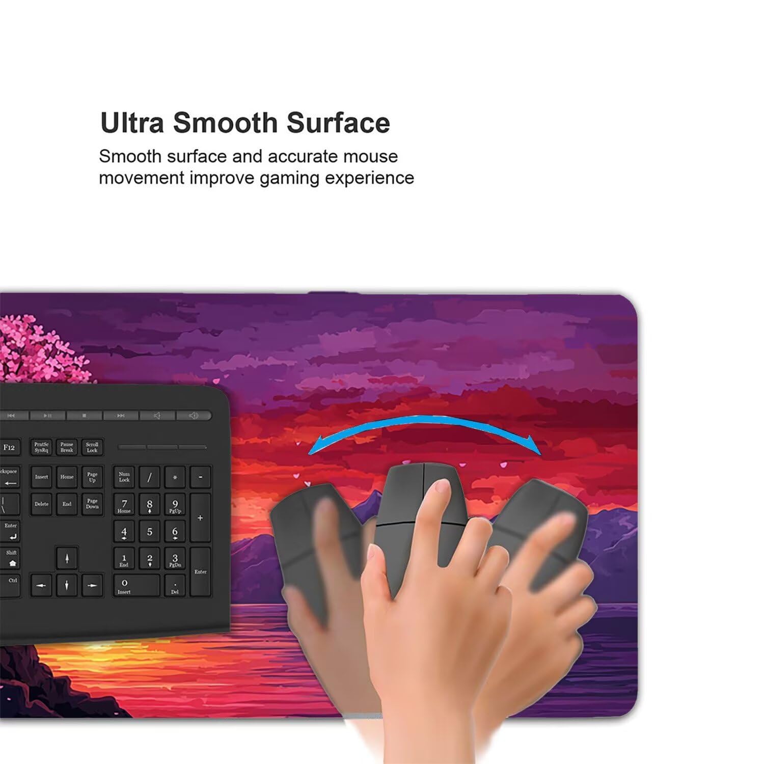 Podkładka pod mysz do gier XXL Mousepad 1000 x 500 mm, duża podkładka pod biurko z antypoślizgową gumową podstawą, poprawia precyzję i szybkość (drzewo kwiatów wiśni) X-957