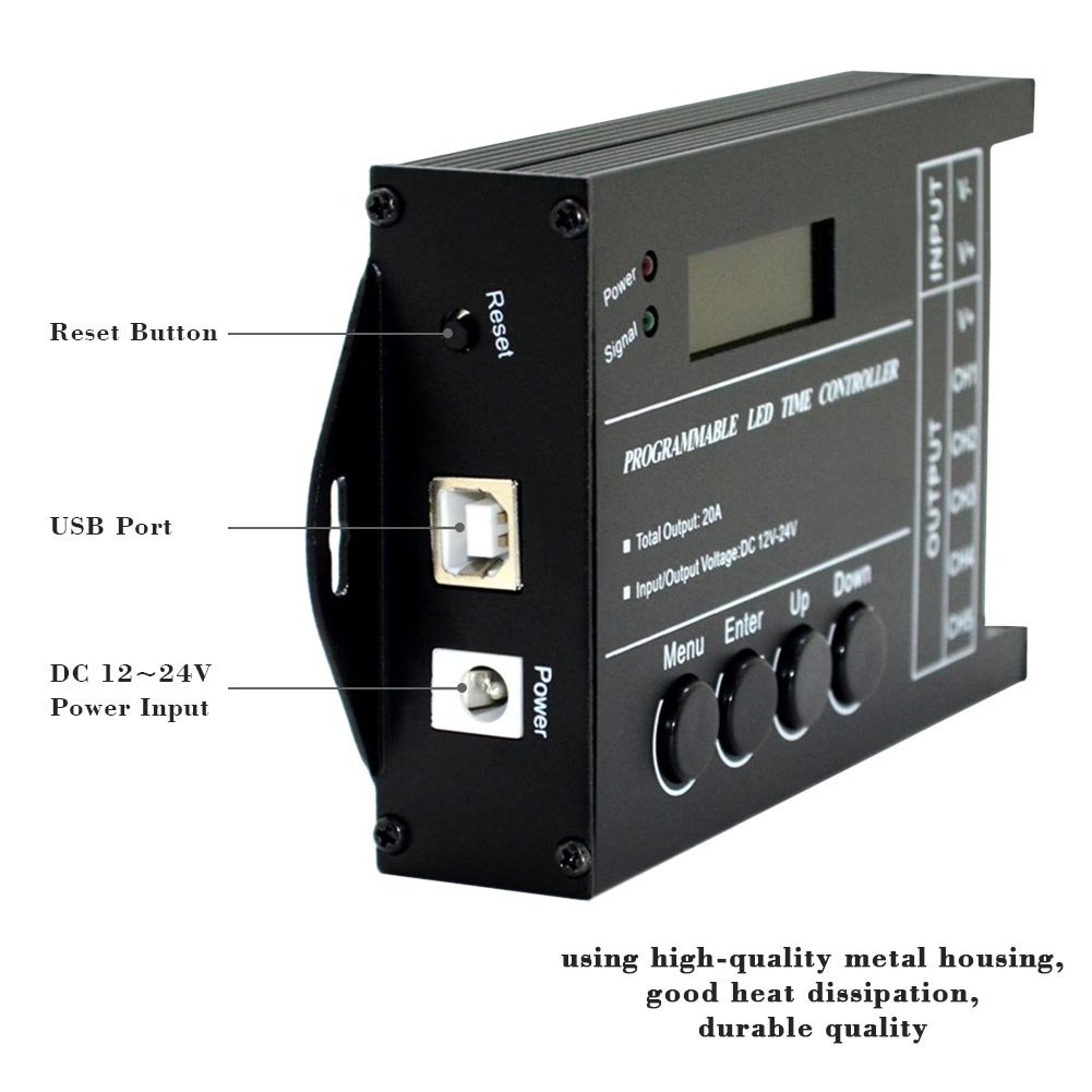 Controller LED a Tempo programmabile - DC12V 24V 20A 240W Regolatore dimmer con Timer LED Multifunzione Regolabile con Cavo CD USB