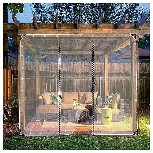 Porte zippée sur bâche transparente avec œillets pour fermer une pergola - 2