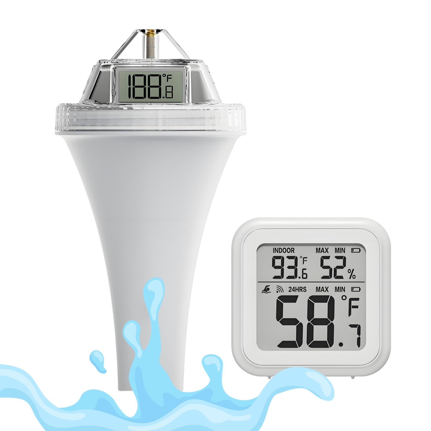 Digital Pool Thermometer, Easy Read Digital Floating Water Thermometer for Hot Tub, Ice Bath, Pool, Spa and Fish Tank
