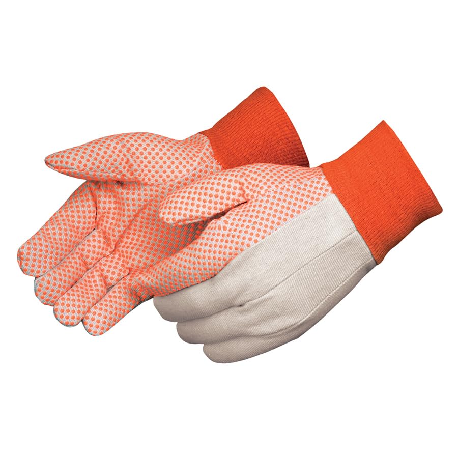 4505 Canvas Textile Work Gloves, 8 oz Cotton/Polyester with Black PVC Dots, Knit Wrist, General-Purpose | Men's, One Size Fits Most, Pack of 12