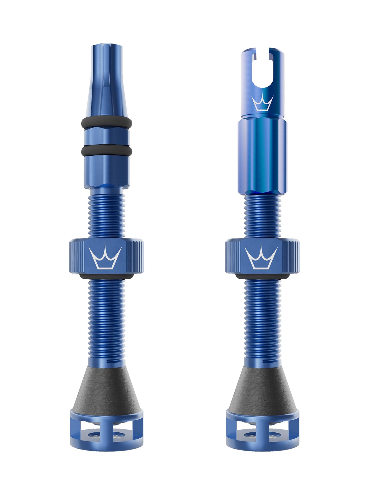 Peaty's Holeshot Fast Flow Tubeless Valves - High Airflow Anti Sealant Clog Design, Fast Tyre Setup, Fully Serviceable 7075 Aluminium, Bike Tyre Valves Compatible with MTB Rim Inserts, 42mm Navy