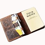Leather Journal Cover for Moleskine Cahier Notebook Pocket size with pen holder 3.5" x 5.5" Field No
