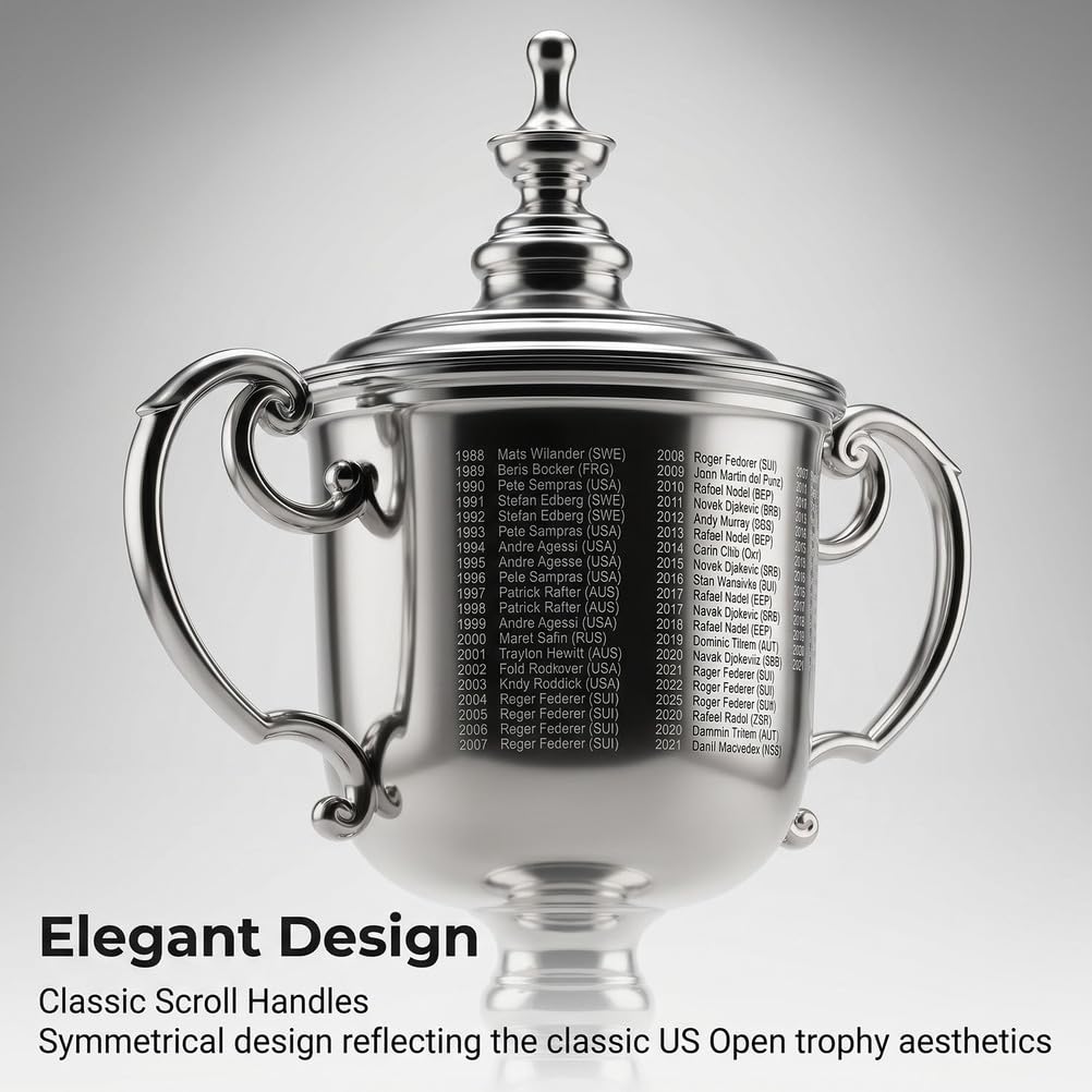 US Open Tennis-Trophäe Replik, Grand-Slam-Stil Sammlerpokal aus Harz für Tennisfans, Sportmemorabilia Geschenk, Deko für Zuhause, Büro und Club