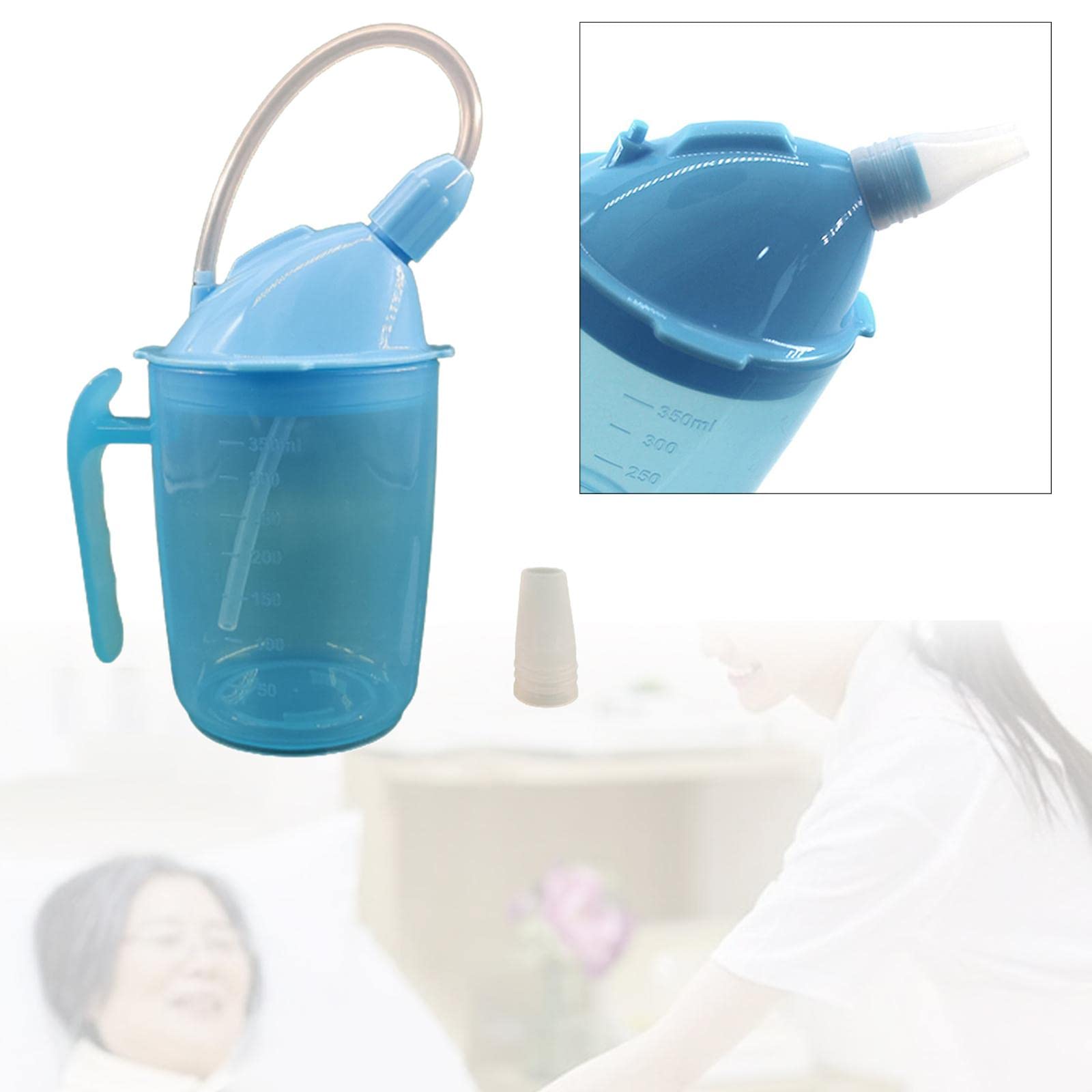 Juego de 5 vasos de paja a prueba de polvo para maternidad, ancianos, discapacitados, color azul