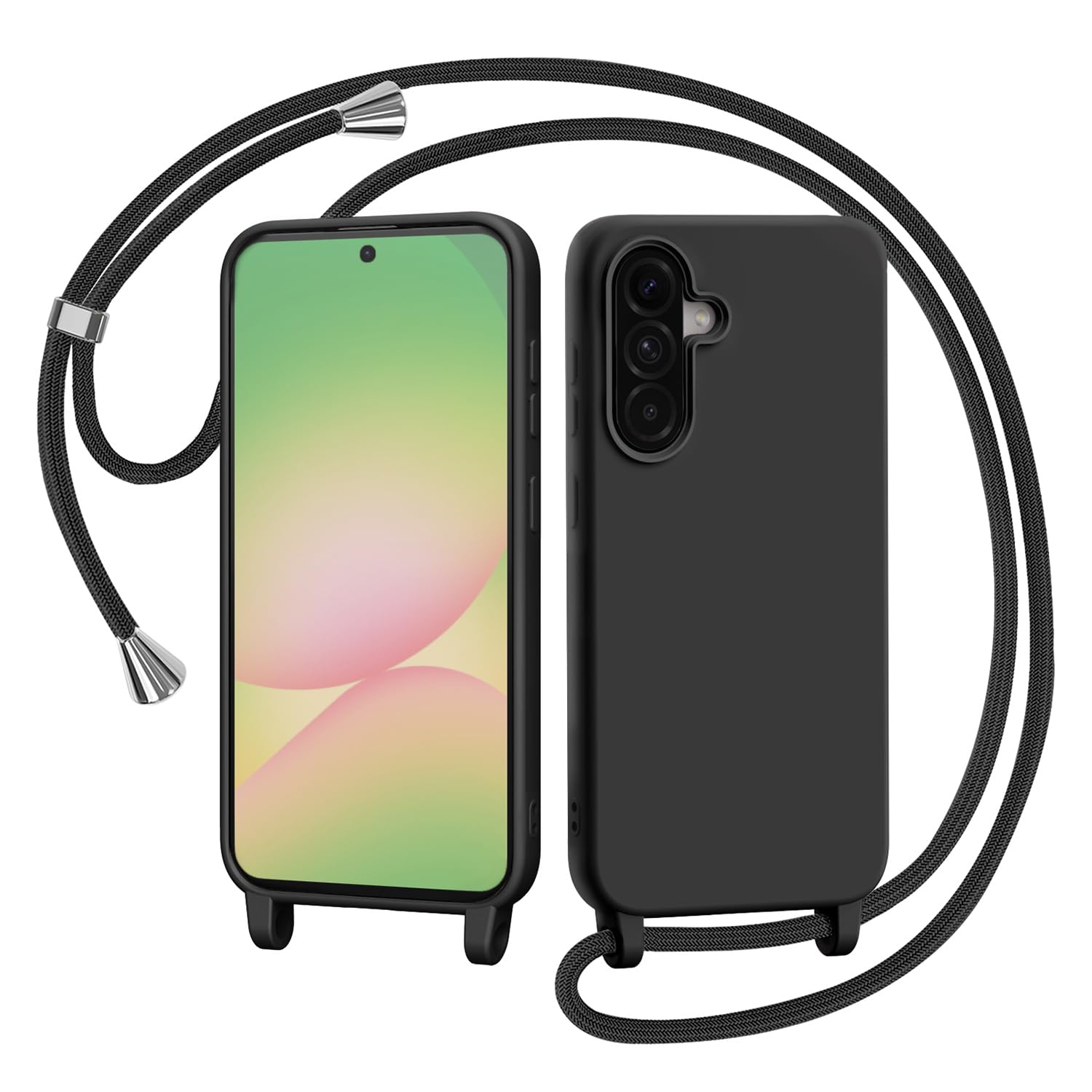 AOMYKE Handyhülle für Samsung Galaxy A55 5G Hülle mit Band, Handykette Samsung Galaxy A55 5G Hülle zum Umhängen Schutzhülle mit Kette Kordel Weich TPU Liquid Silikon Case