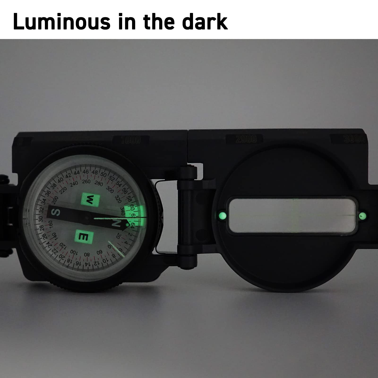 POLARIS Lensatic Compass with Inclinometer for Survival Hiking Tactical Boy Scout Japan Design Tools, Black - Image 3
