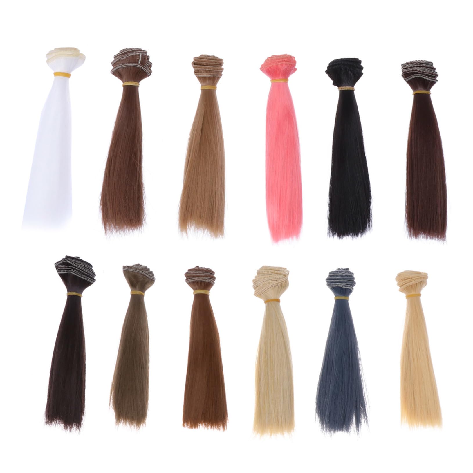 SUPVOX Parrucca Mini per Bambole Liscia Resistente al Calore 6 Pezzi Estensioni di Capelli Sintetici con Rete Elastico per Fai da Te 6.69In X 1.18In X 0.39In