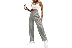Y2K Silver High Waisted Cargo Pants: Elevate Your Streetwear Fashion