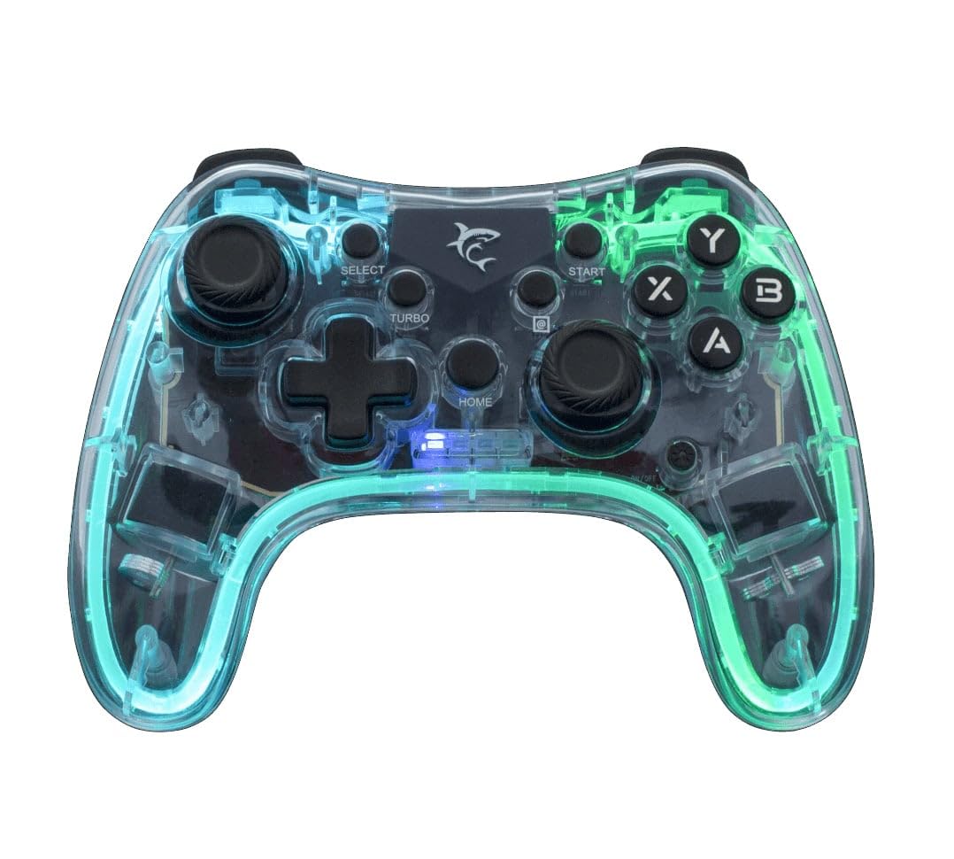 WHITE SHARK 837593 Joypad Controller di Gioco con Retroilluminazione LED e Doppia Vibrazione USB-C™ e Bluetooth