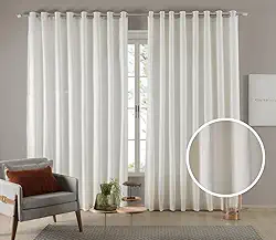 Cortina Tecido Linho Rústico Palha 4,00M x 2,30M Com Ilhós Cromado Para Varão Simples