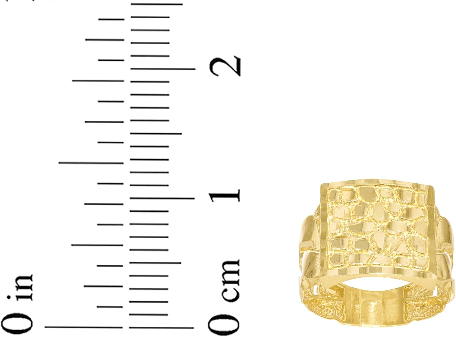 Floreo 10k Yellow Gold 11.5mm Solid Square Cuban Nugget Ring