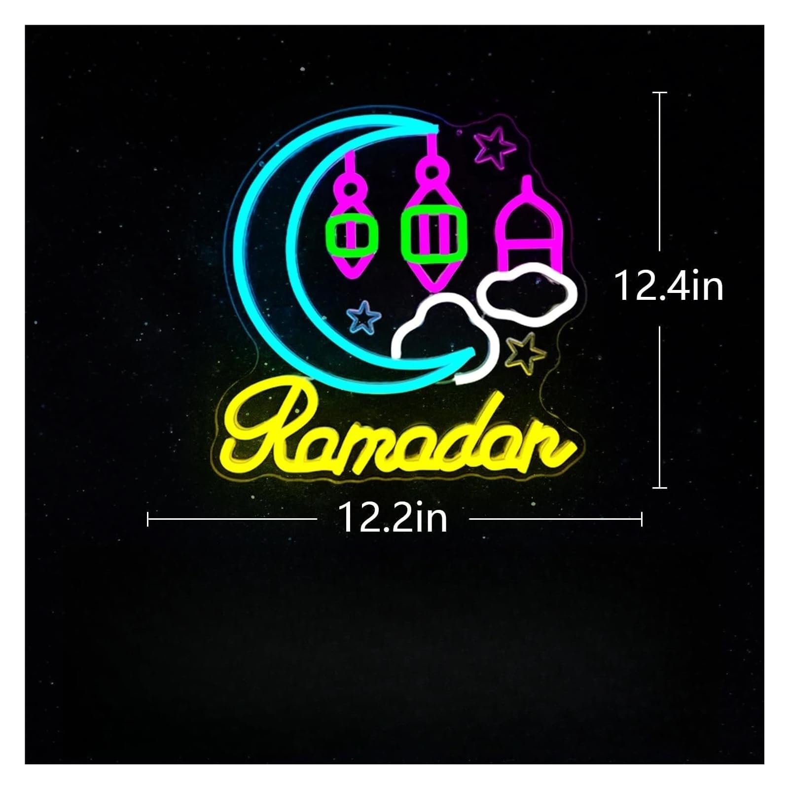 Insegna al Neon Insegna Al Neon Del Ramadan, Dimmerabile, Luce Al Neon Del Castello Della Luna Per La Decorazione Della Parete, Festival Del Ramadan 31x30cm