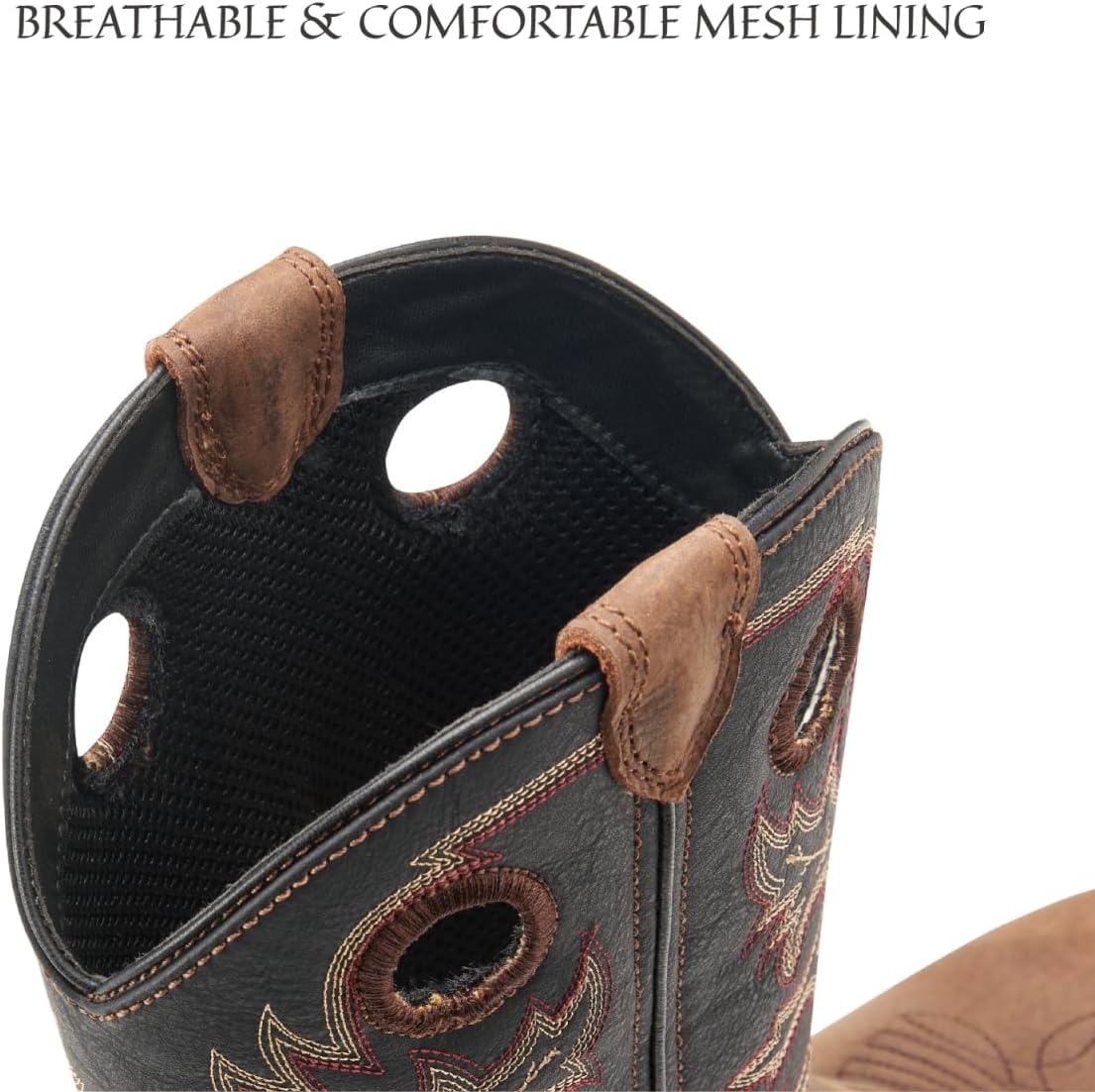 SUREWAY ウエスタンブーツ メンズ スクエアトゥ カウボーイブーツ、耐油/滑り止め、耐久性 ファッショナブル クラシック プル