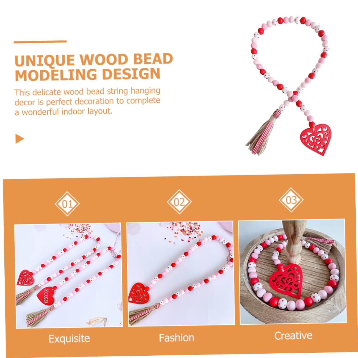 Alipis 5pièces Guirlande Bois à Perles avec Franges pour Décoration Saint-Valentin Accessoire Élégant pour Fêtes Et Événements Spéciaux
