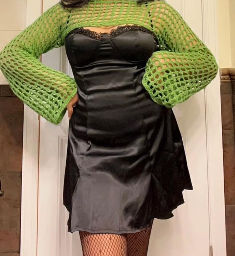 Womens Crochet Shrug Y2K Hollow Out Bolero Shrug See Through Cropped Knit Sweater Top - Image 5