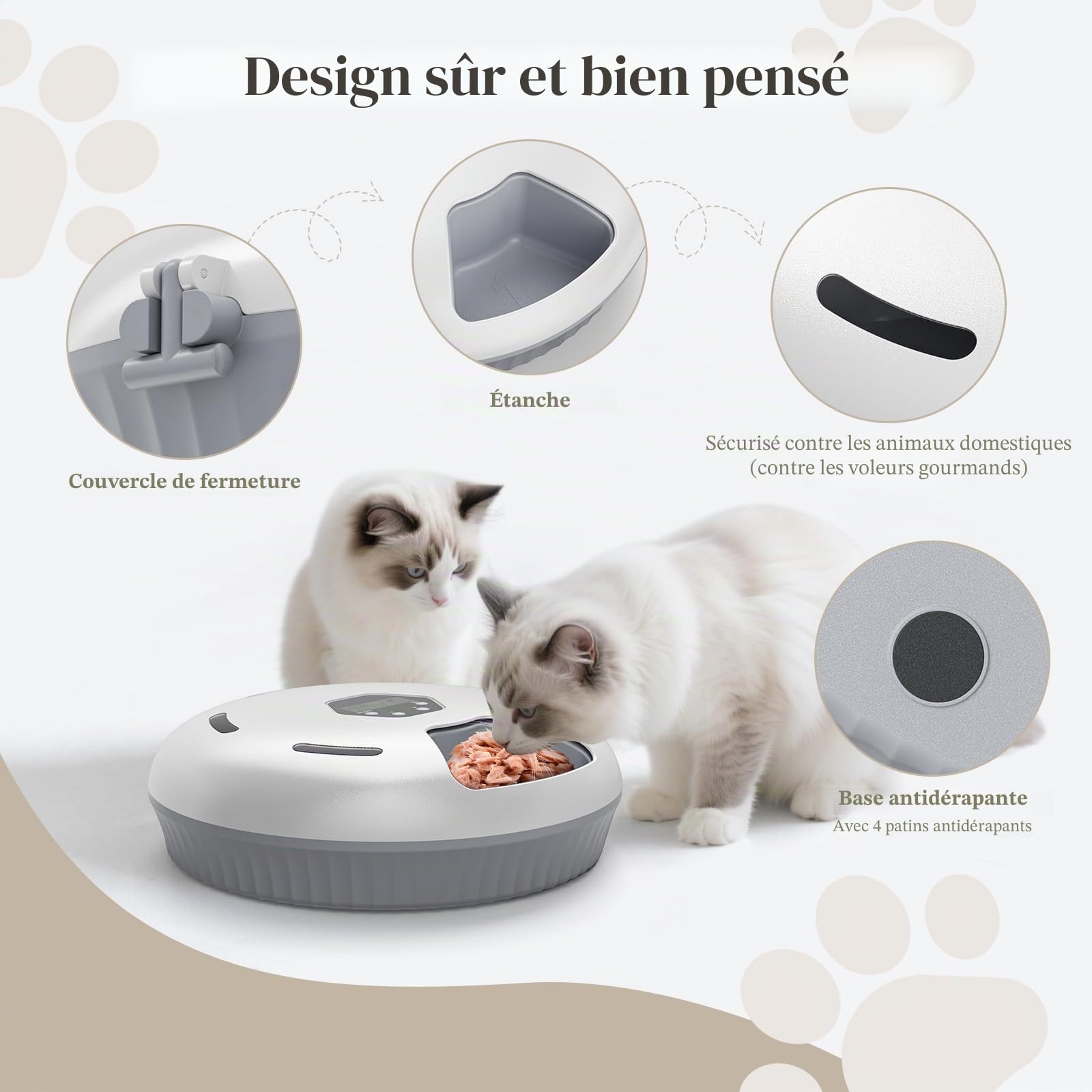 Zyncove Distributeur Automatique de Nourriture Humide pour Chat avec Refroidissement : Distributeur Automatique Humide pour Chats, Alimentation Automatique pour Chats à Piles – 6 Repas pour Animaux