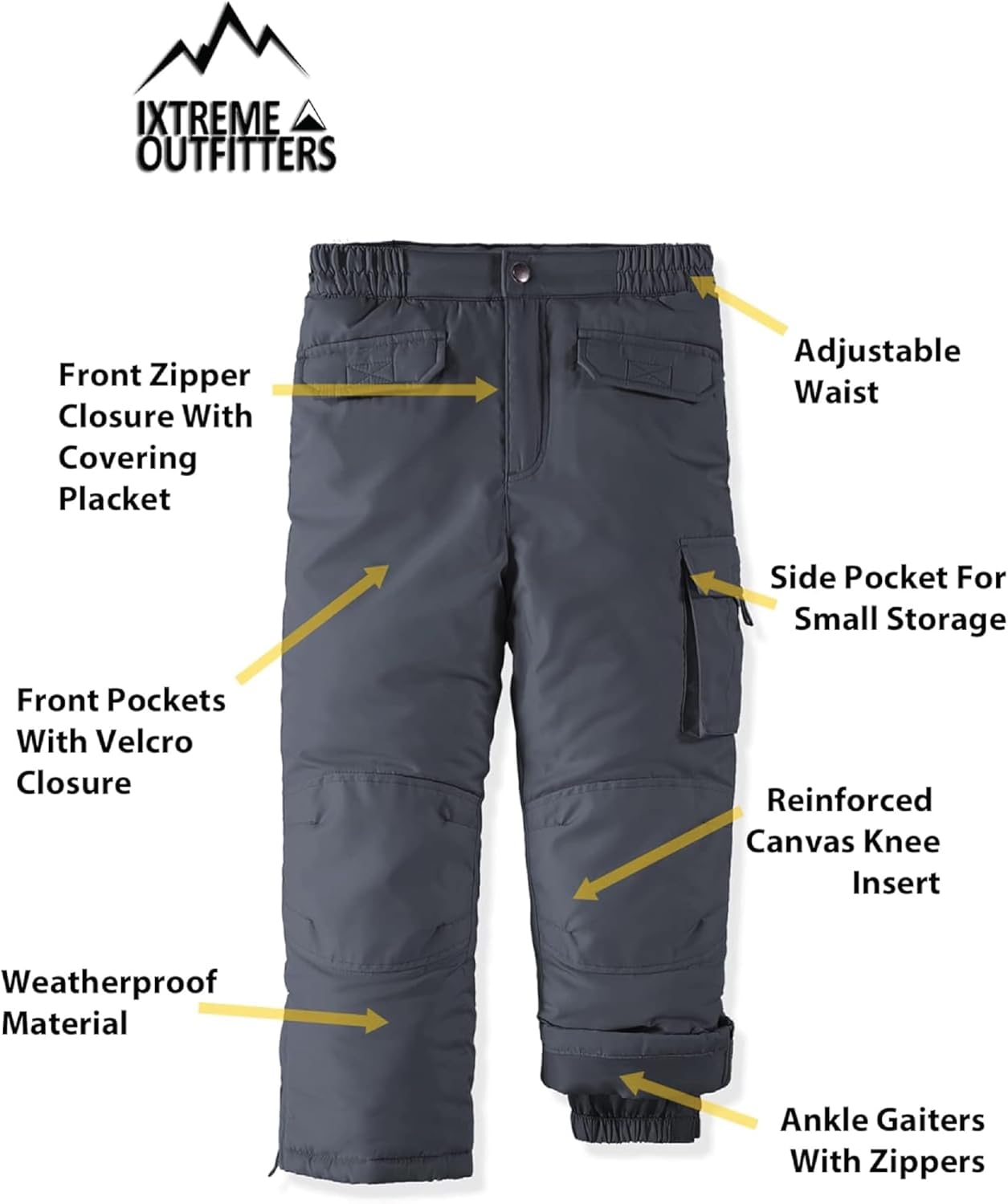 iXtreme Boys Snow Pants - Insulated Waterproof Breathable Winter Snow Pants With Adjustable Waistband (Sizes 4-18) - Image 3