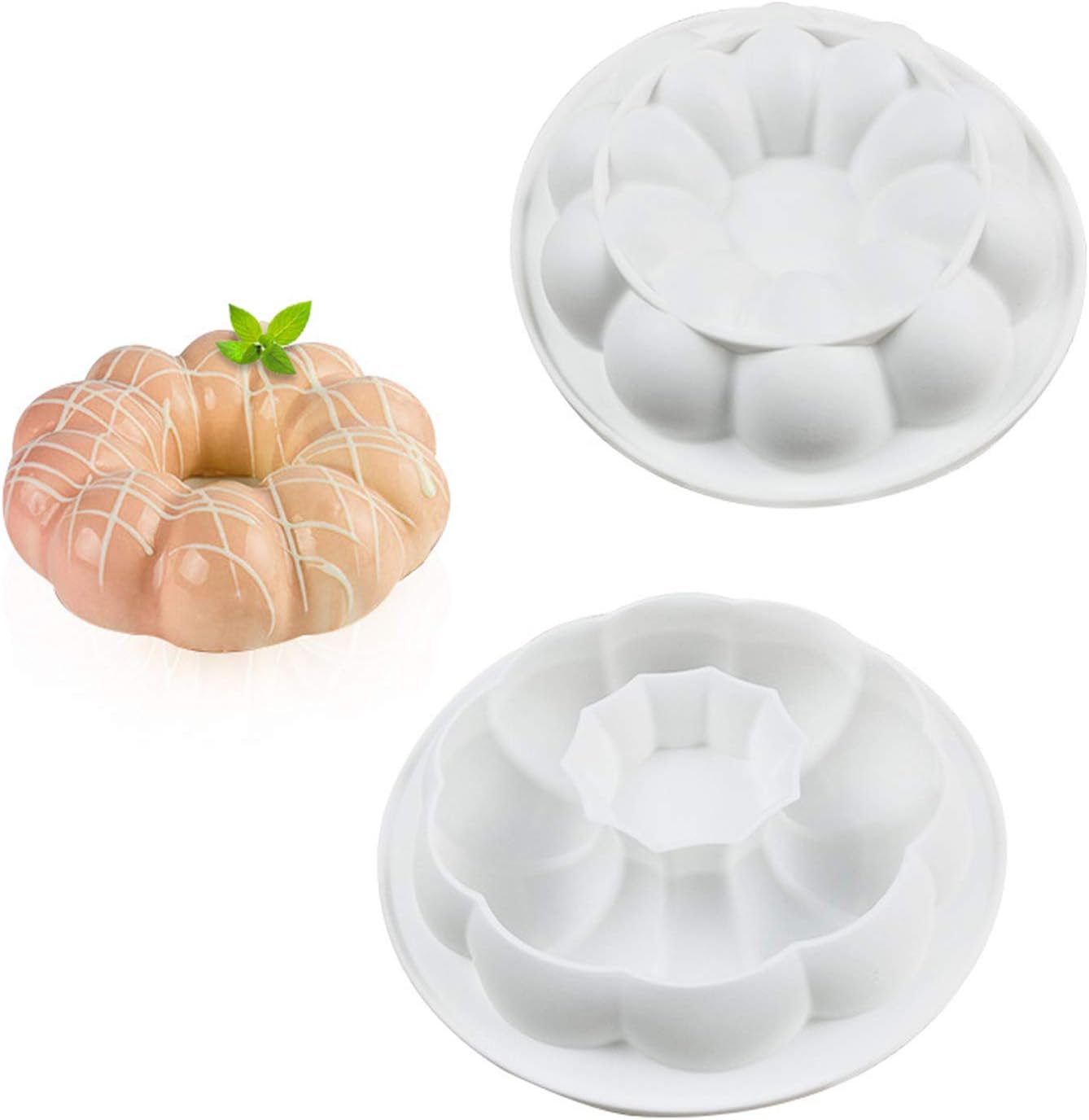 3D Round Garland Wreath Shaped Silicone Mold for Mousse Cake Pudding Brownie Cheesecake Baking Decorating Tools American Cake Non-Stick