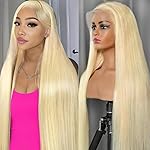 CUTE BEIN 613 13X6 Lace Front Wig Human Hair,200 Density Blonde HD Transparent Lace Front Wigs Glueless 28 Inch, Straight Frontal Wigs Human Hair Pre Plucked Bleached Knots