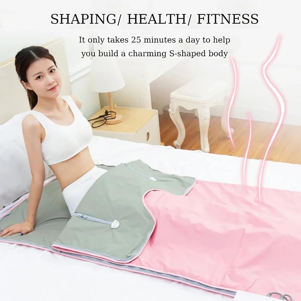 Manta De Sauna Infrarroja, Manta Térmica para Sauna Doméstica, Controlador De 2 Zonas, Ajustable De 35 a 80 °c, Vapor De Sudor por Infrarrojo Lejano, Deshumidificación, Desintoxicación Silver