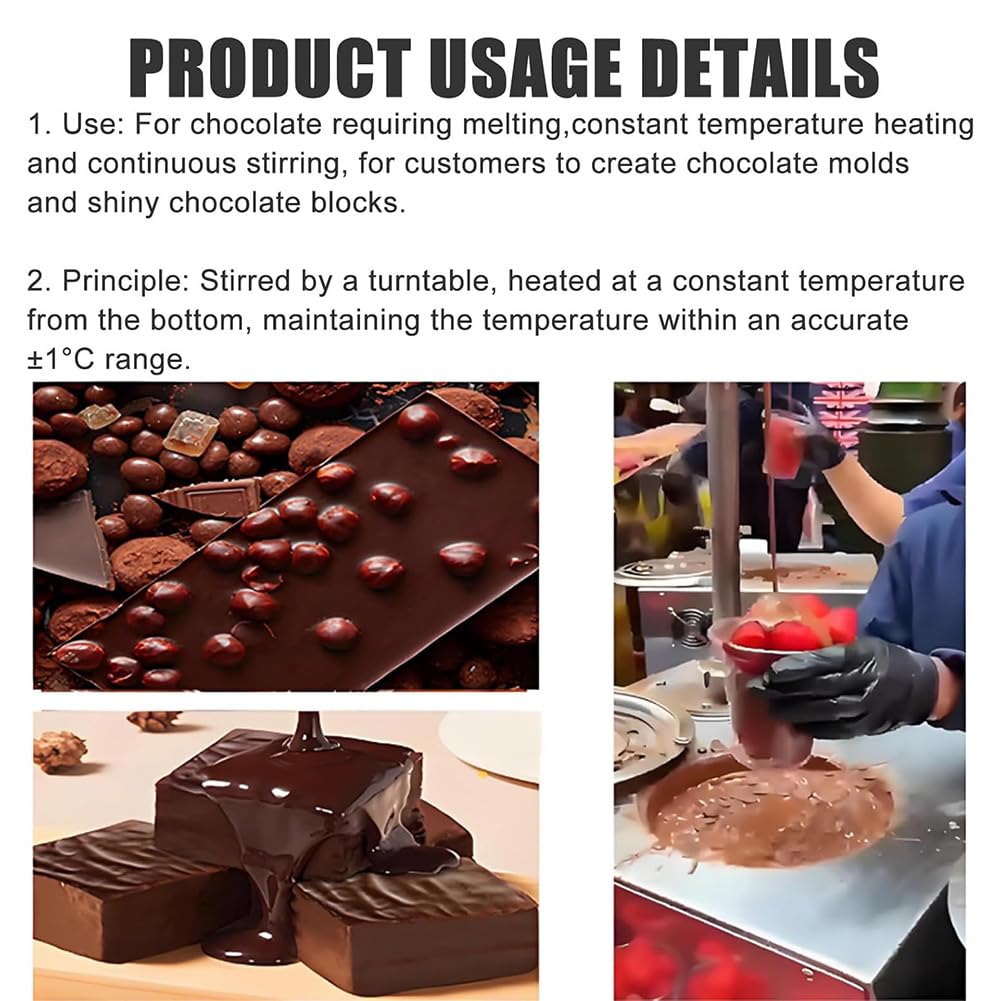 Máquina para derretir Chocolate con Rueda mezcladora, fusor de Acero Inoxidable de 1000 W, Tanque de 8 kg y Temperatura Ajustable, para pequeñas Empresas, Cocina casera