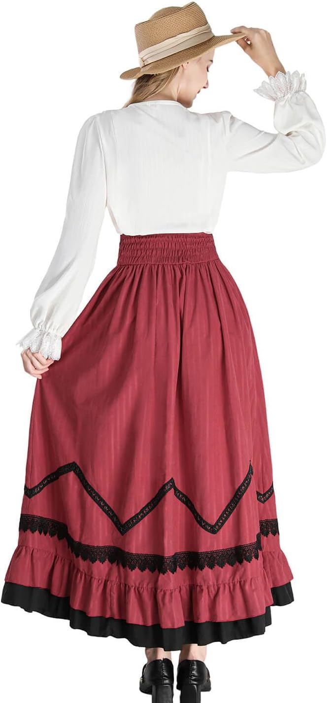 Nuoqi Womens Victorian Dress Costume 1800s Edwardian Costume Renaissance Blouse Skirt Set - Image 4