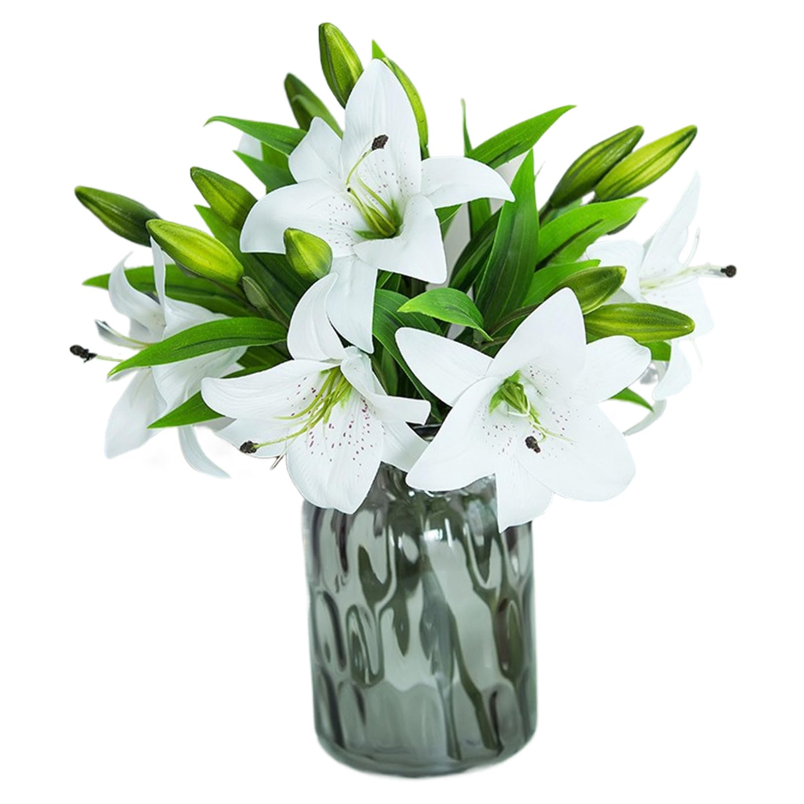 Ginwrek Lilies Flowers 9Pcs Artificial Lily Flowers, 14.6'' Easter Lily for Easter, Lifelike Lilies White Spring for Wedding Table Centerpiece