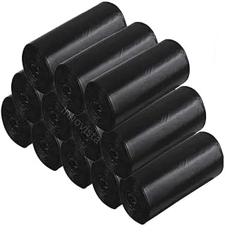 Polyethylene Premium Garbage Bags 180 Pcs - Medium Size 19 x 21 Inches Leakproof Odour Free Strong Garbage Bags Medium Size - Pack of 6 30 Pieces Each, Black