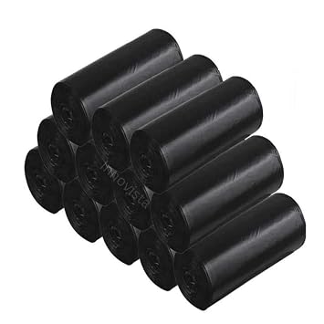 Polyethylene Premium Garbage Bags 180 Pcs - Medium Size 19 x 21 Inches|Leakproof|Odour Free|Strong Garbage Bags Medium Size - Pack of 6|30 Pieces Each, Black