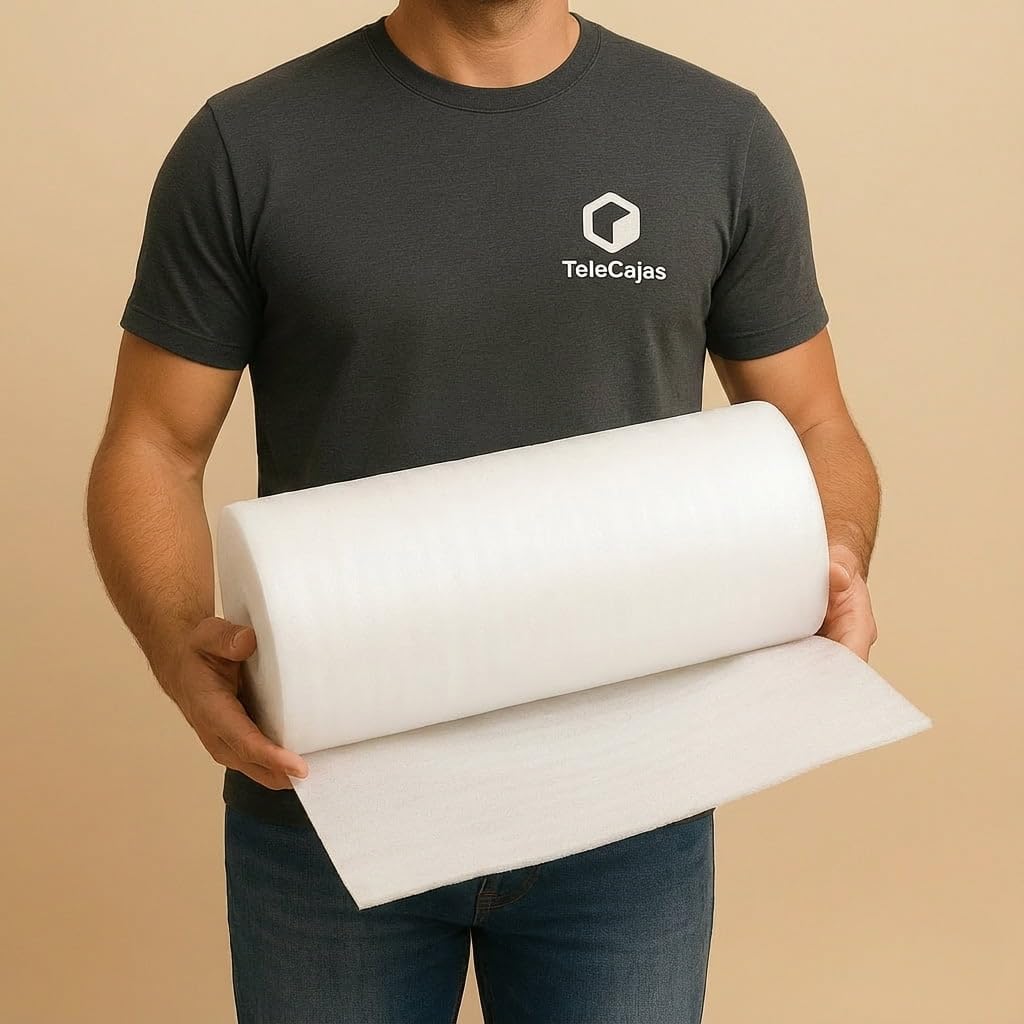 TELECAJAS | 40 Rollos Foam 50 cm x 10 m de 2 mm de espesor | Material: Espuma de polietileno | Pack de 40 bobinas