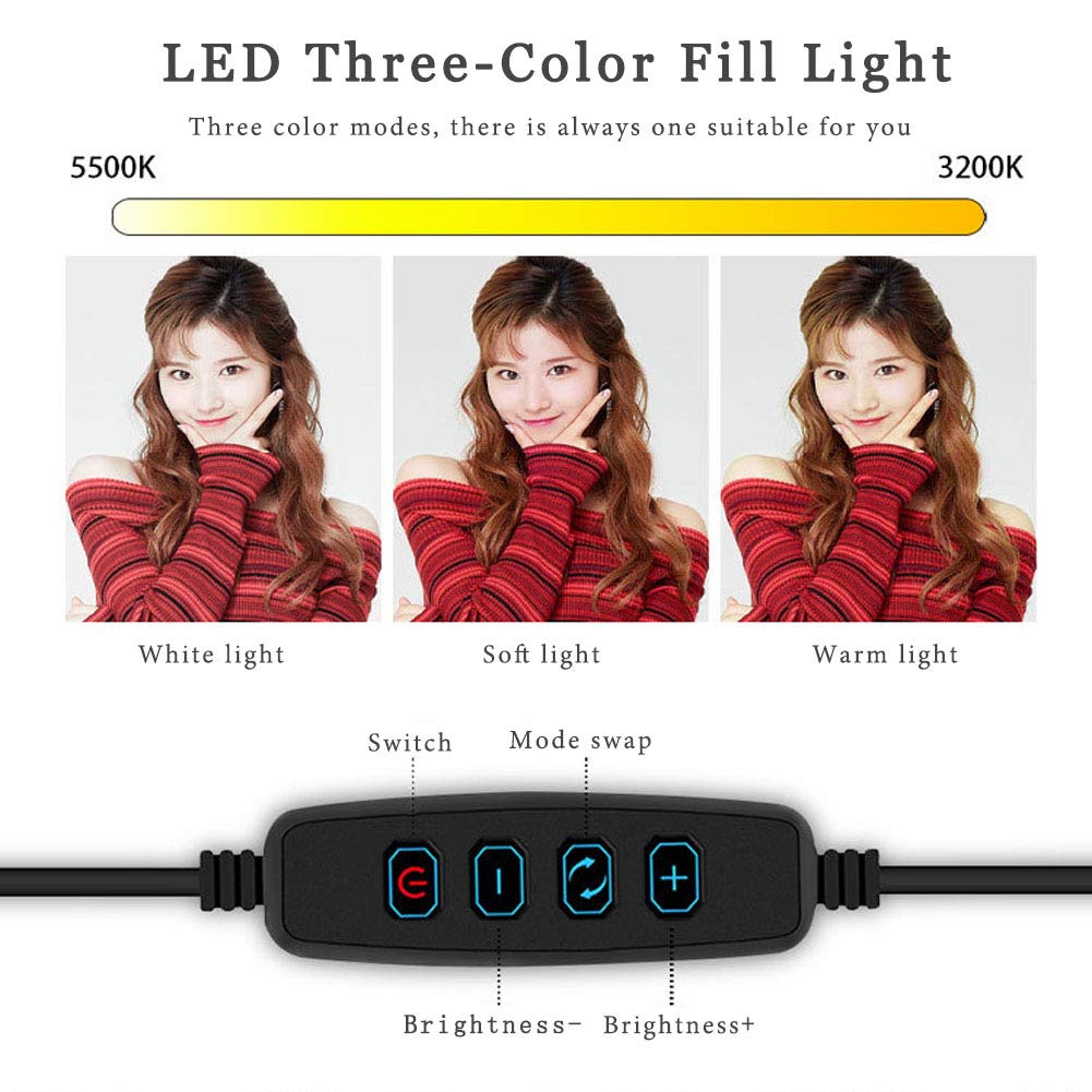 Anello Luminoso a LED con Supporto per Treppiede con 3 Modalità di Illuminazione Dimmerabili e Telecomando Bluetooth per Tablet e Smartphone YouTube/Fotografia/Live Streaming (19.68in)