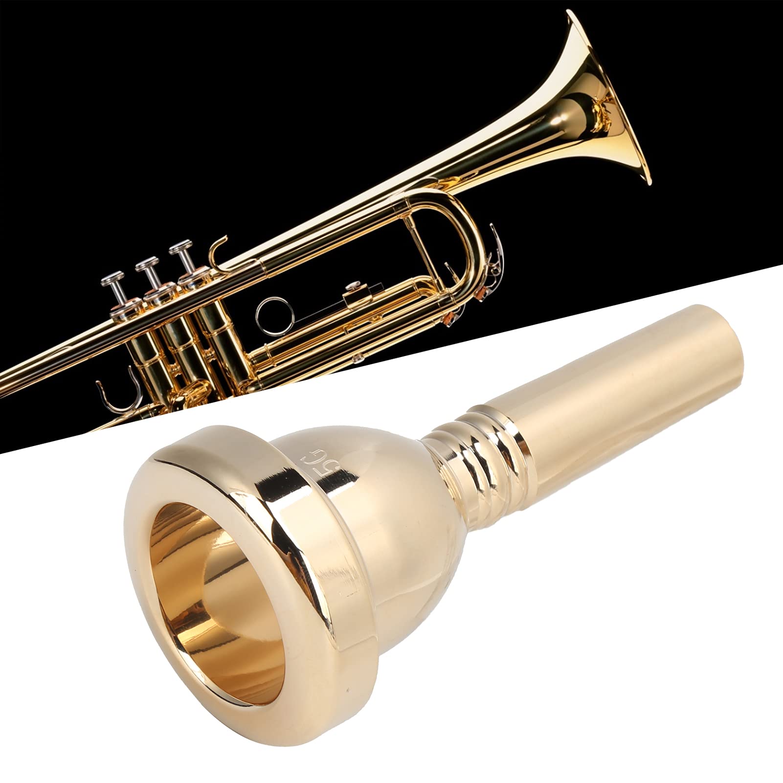 TR‑03 Tenorhorn Mundstück 12,7 mm Messing Euphonium Mundstück, 5G Tragbarer Hornmundstücke Ersatz für Professionelle Spieler, Anfänger(Gold)