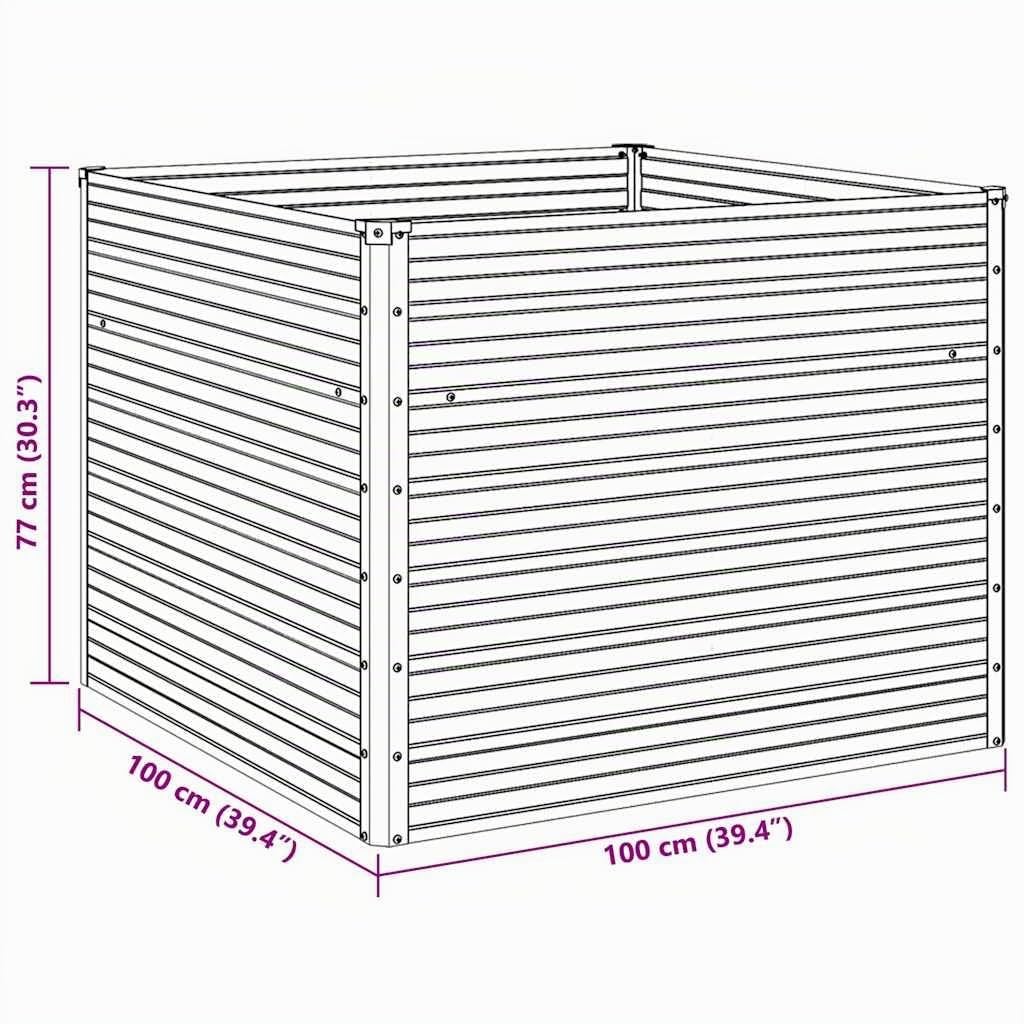 vidaXL Jardinera Exterior Grande Macetero Huerto Urbano Maceta XXL Mesa Cultivo Verduras Plantas Flores Acero Galvanizado Gris Antracita 100x100x77cm