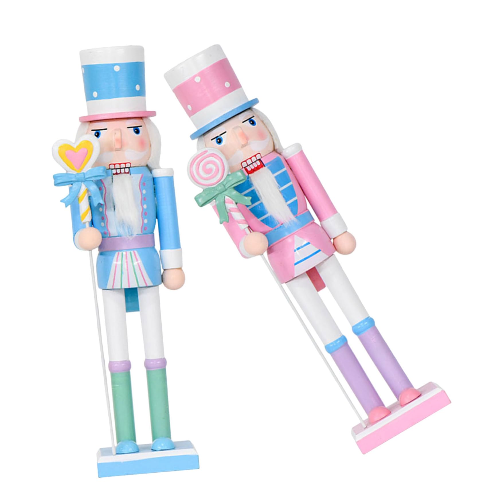 STOBAZA 2pezzi Statuette Di Soldatini Di Schiaccianoci in Legno Color Pastello Decorazioni Natalizie Forma Di Soldato Ornamenti Da Tavola Per Feste Di Natale