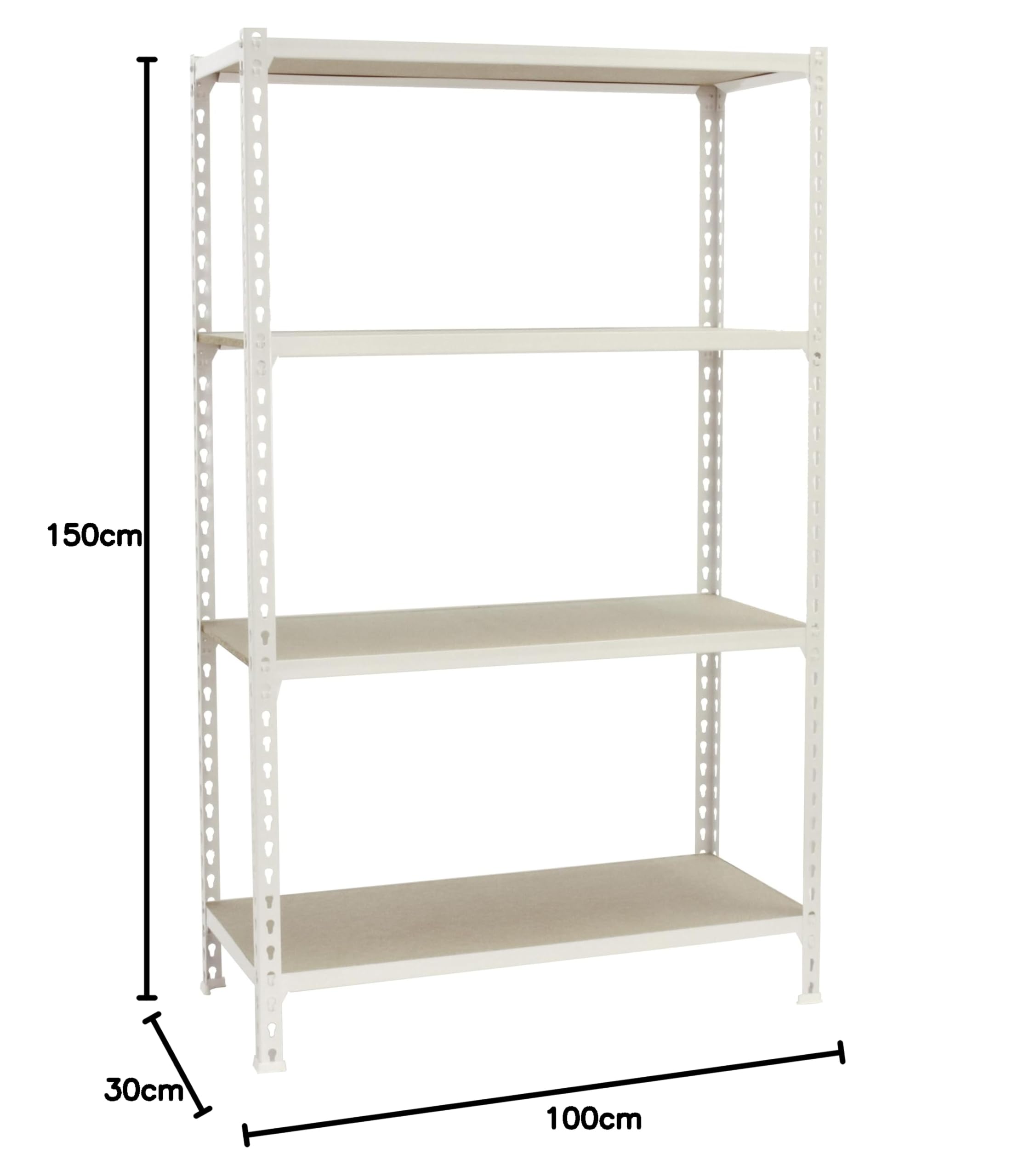 PROREGAL Schwerlastregal MID MULI | HxBxT 150x100x30cm | 4 Fachböden | Fachlast 150kg | Weiß | Lagerregal Kellerregal Werkstattregal