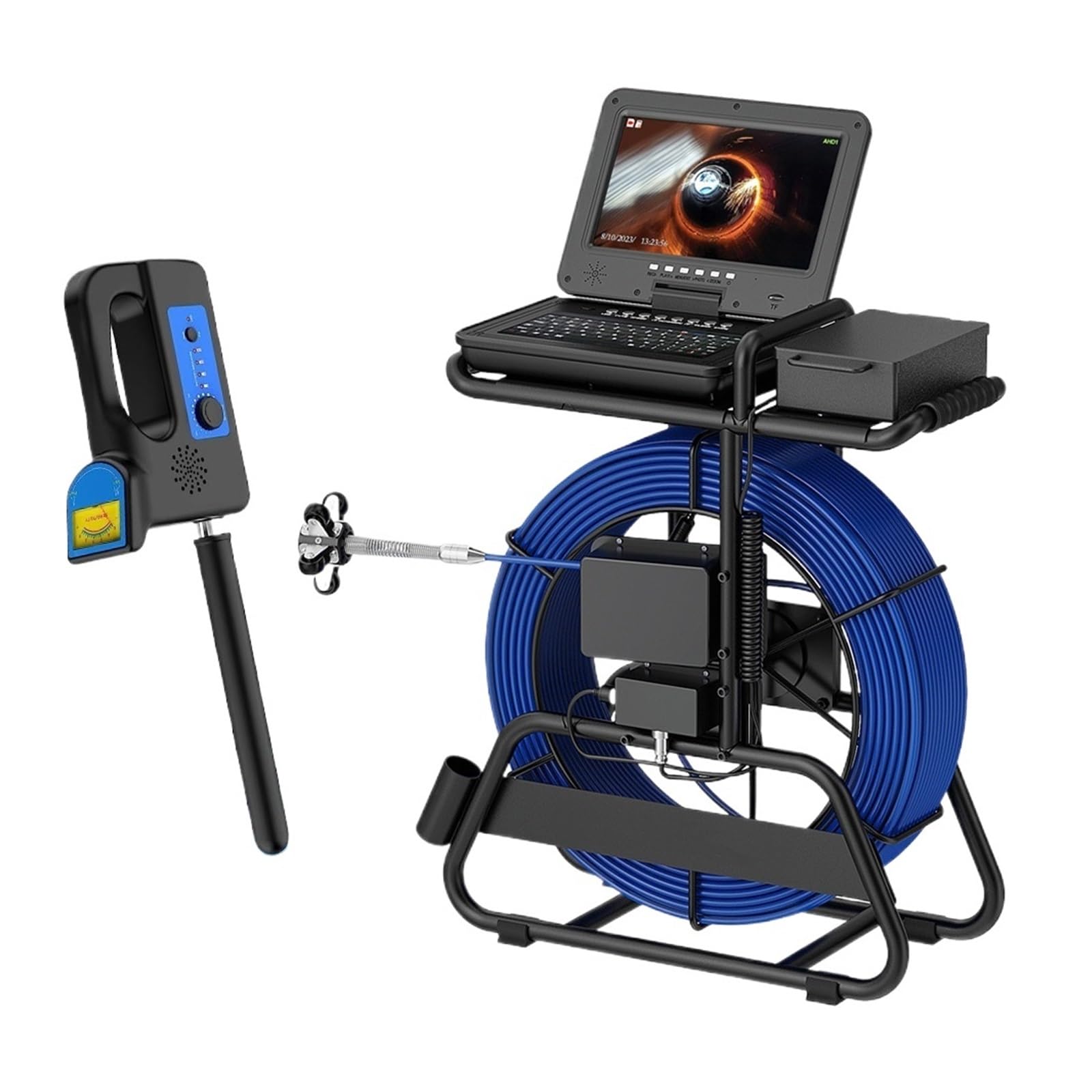 Kamera Inspekcyjna Do Kanalizacji 10'' 1080P Ekran Rur Licznik Metrów + Samopoziomujący Lokalizator 512 Hz + Kabel O Średnicy 7 Mm Dobra Jakość Obrazu(100 m,With receiver)