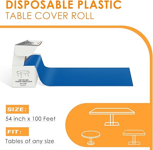 Miniatura 58 de Rollo de mantel de plástico desechable blanco de 54 x 100 pies, mantel de plástico con caja cortadora, mantel desechable cortado a medida