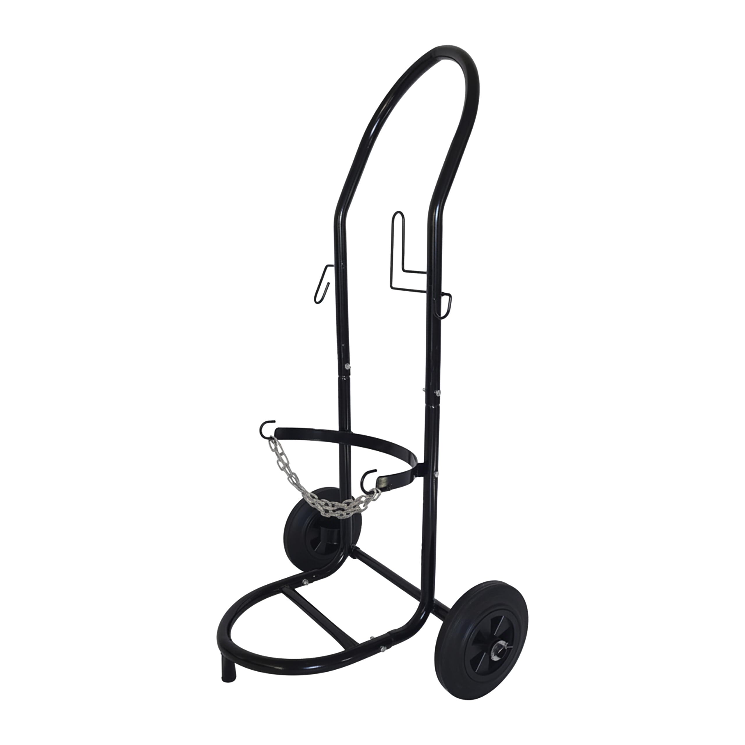 Relaxdays transport trolley for 5–33 kg gas cylinders, HxWxD: 102x52x60 cm, solid rubber tyres, steel, black