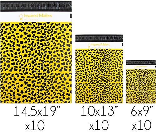 Image of Inspired Mailers - Poly Mailers Variety Pack - Wild Cheetah - 30 (10 Each: 6x9, 10x13, 14.5x19 Sizes) - Shipping Bags