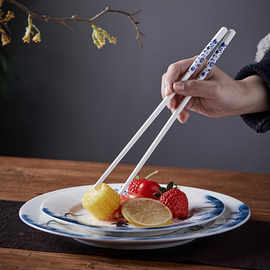 Amazon.co.jp: 青と白の磁器箸セットギフト、高級ボーンセラミック箸再