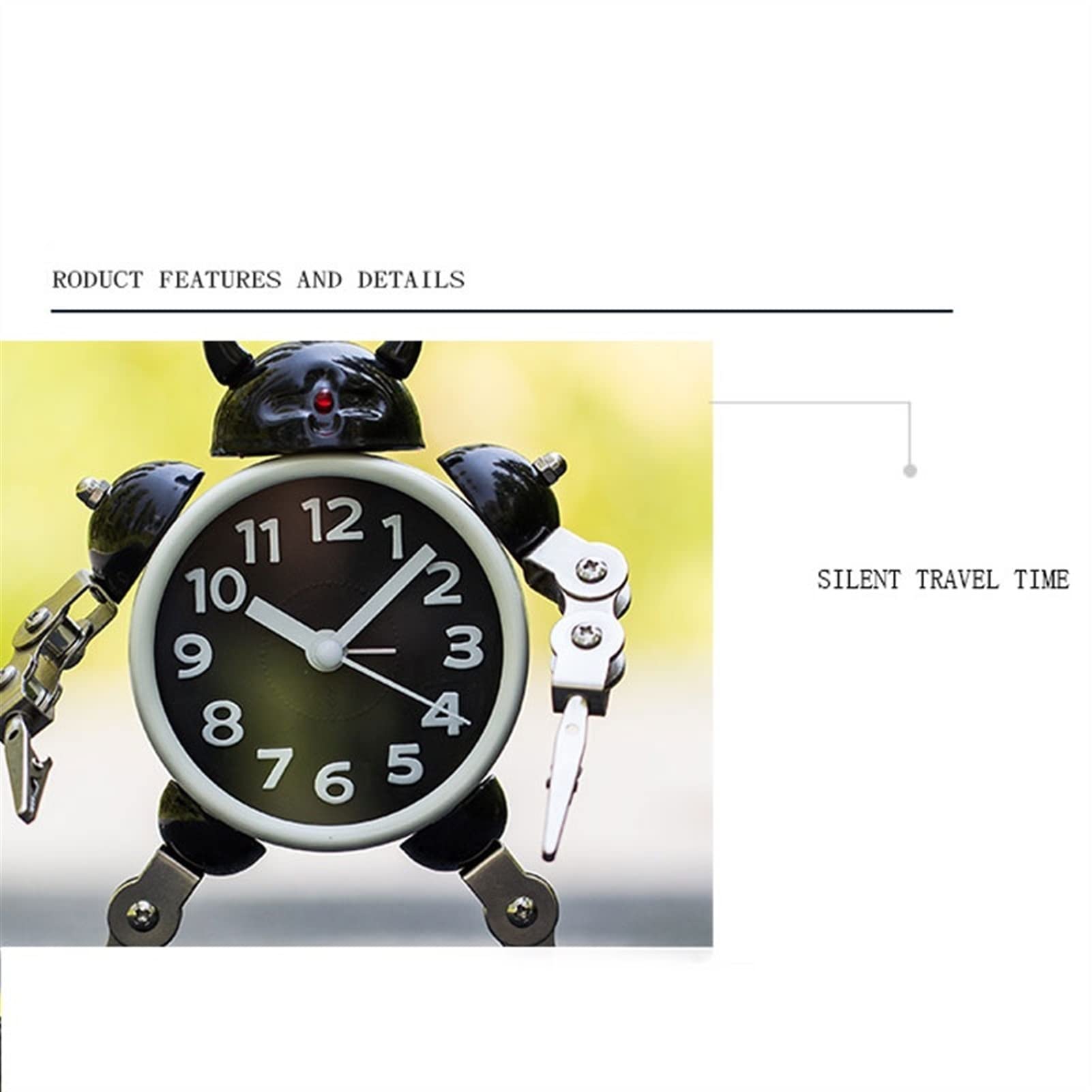 Relojes de Escritorio Robot deformado que parpadea el reloj de alarma de alarma de los niños Dibujos animados de reloj despertador reloj de reloj de metal de metal Las manos y los pies se pueden girar