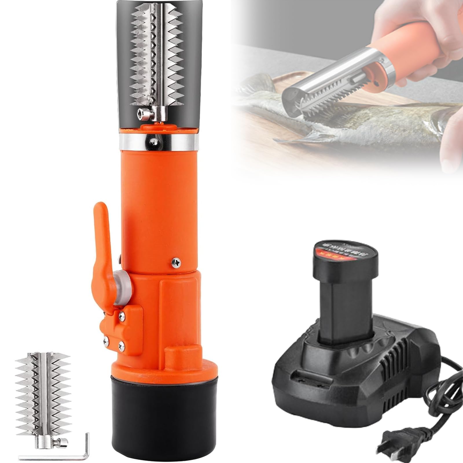 Squamatore Elettrico Per Pesci Da 125 W, Squamatore Dinamico Per Pesci Senza Fili, Con Batterie Ricaricabili Da 2200 MAh, Velocità 7500 Giri/min, Per Utensili Per La Pulizia Del Pesce Chef&Home