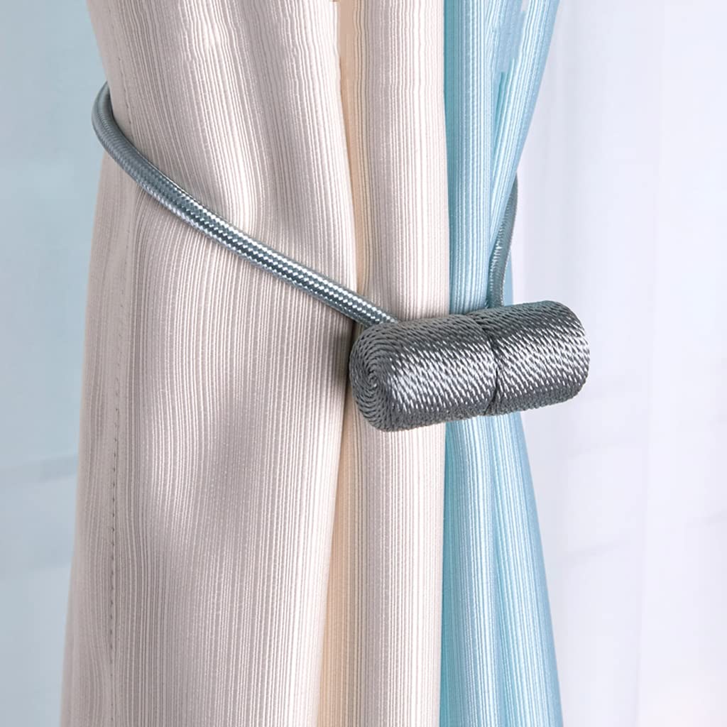 PCS Embrasses de Rideau Magnétiques, Clips de Rideau Boucles de Corde Attaches de Draperie Décoratives avec Aimant Fort, pour Chambre Salon Gris (Bleu)