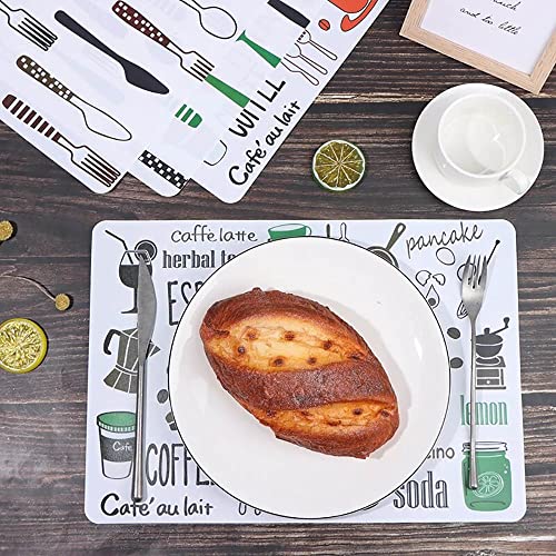 Image of 8 Pieces PVC PlaceMat - Non-Slip, Heat Resistant and Washable Hot Insulation Pad - Modern Waterproof Placemats for Decorations, Dining Table, Kitchen, Restaurant, Hotel (8-Piece, Brown)